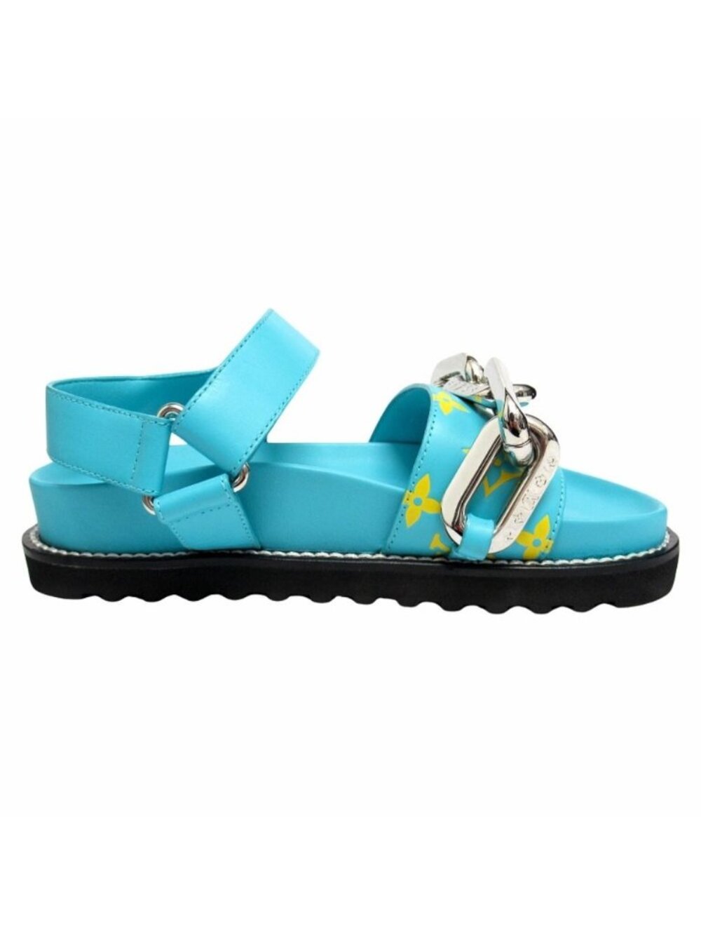 Louis Vuitton Paseo Line Chain Monogram Sandals Shoes Leather - Picture 2 of 8